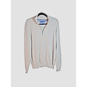 Report Collection Size Large Tan Color Men's Classic Zip Sweater 100% Cotton